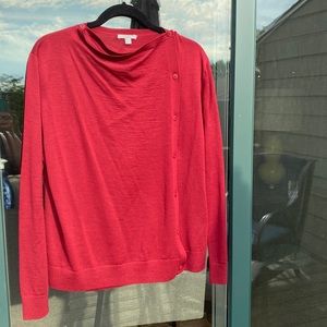 COS red wool sweater with asymmetrical button closure